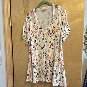 White Birch Orange and White Graphic Relaxed Tunic